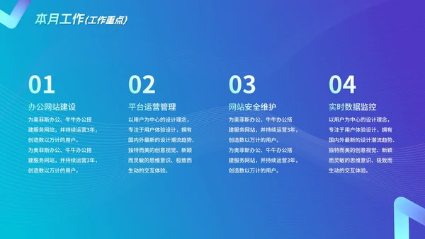渐变极简几何月度工作总结述职PPT模板