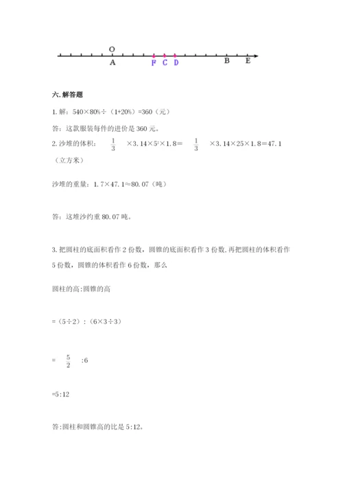 人教版六年级下册数学期末测试卷及参考答案【夺分金卷】.docx