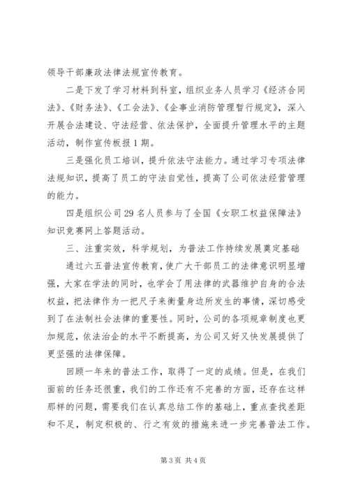 企业单位六五普法工作总结范文.docx