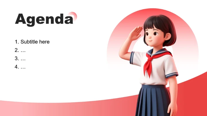 红色3D风少先队员竞选演讲自我介绍PPT主题模板