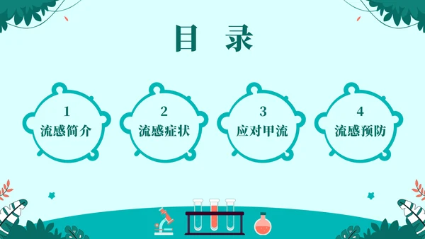 球状病毒流感预防主题教育通用PPT模板