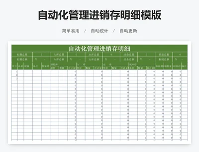 自动化管理进销存明细模版