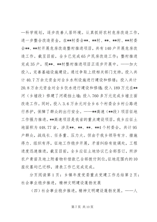 乡镇年度党委重点党建工作总结.docx