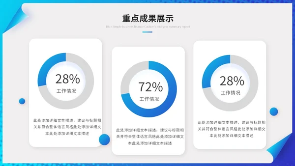蓝色简约创意翻页式工作总结工作汇报述职报告ppt模板