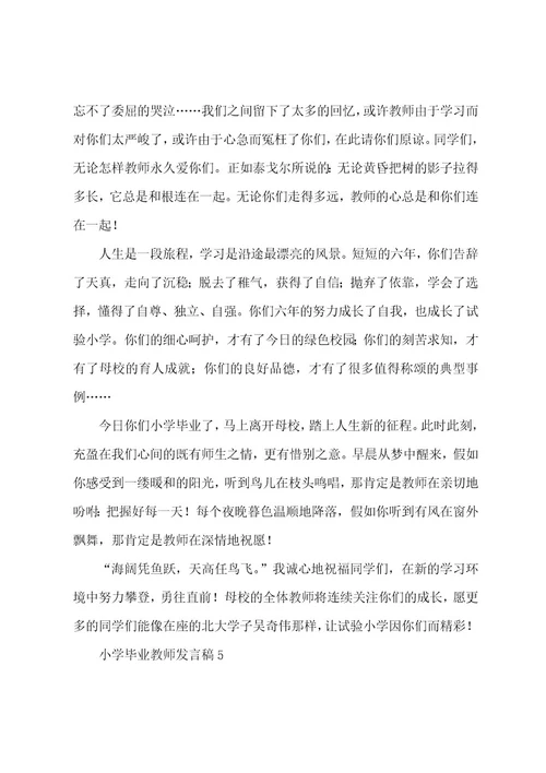 小学毕业教师发言稿范文（5篇）