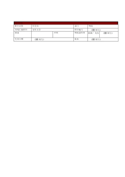 某大型电子公司物流部库管员职位说明书