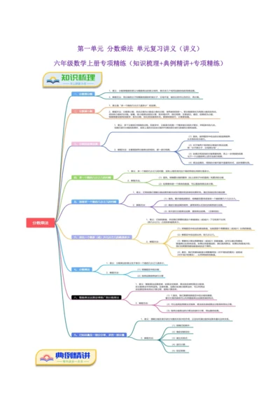 第一单元《分数乘法》(选择题篇九大题型)单元复习讲义(知识梳理+典例精讲+专项精练)-2024-20