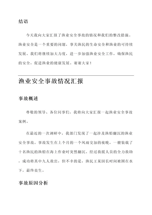 渔业安全事故情况汇报