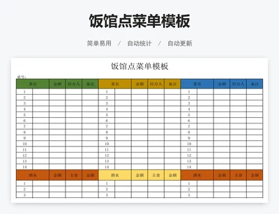饭馆点菜单模板