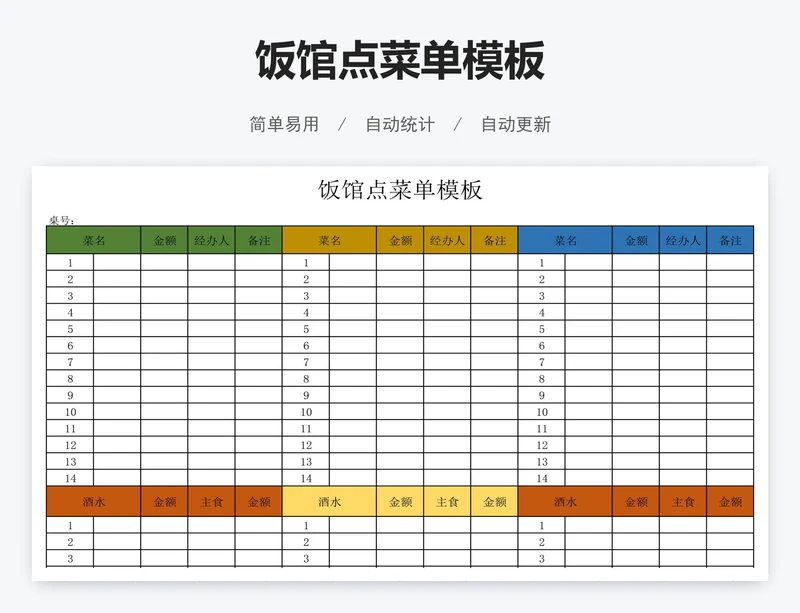 饭馆点菜单模板