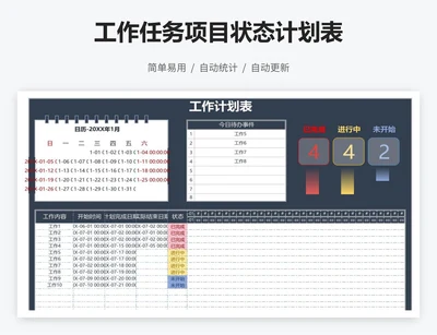 工作任务项目状态计划表