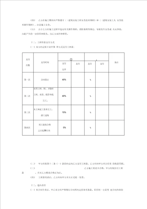 重庆市装饰装修工程施工合同