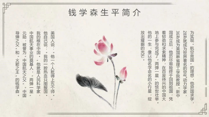 钱学森中国知名作家个人生平介绍 课件