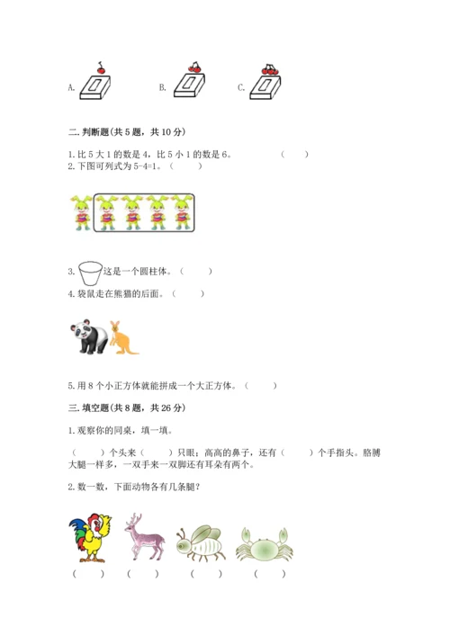 人教版一年级上册数学期中考试试卷加答案解析.docx