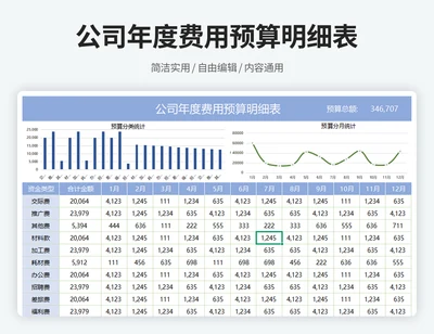 公司年度费用预算明细表