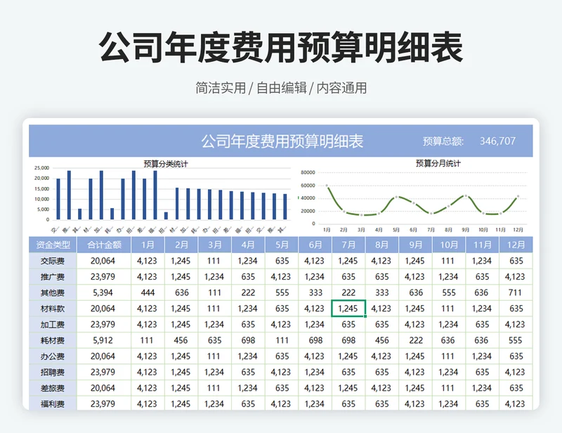 公司年度费用预算明细表