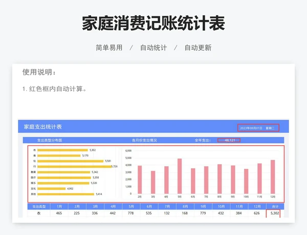家庭消费记账统计表