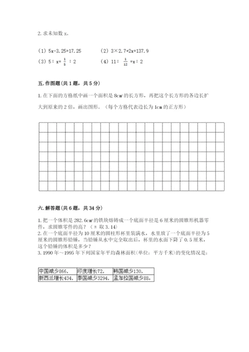 人教版六年级下册数学期末测试卷精品及答案.docx