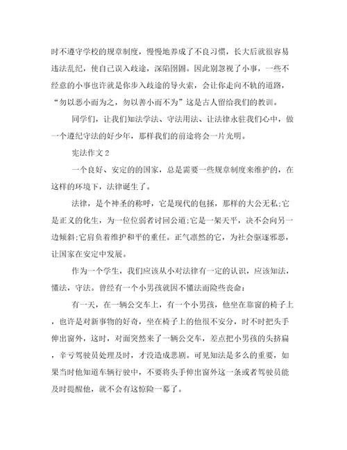 2023年最新二年级的宪法作文文章精选