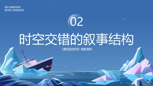 蓝色插画泰坦尼克号以你之姓冠我之名PPT模板宣传PPT动态PPT寻梦环游记