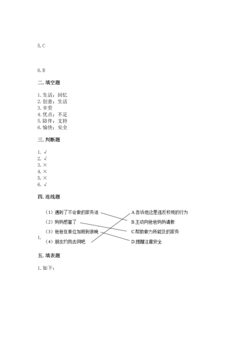 部编版四年级上册道德与法治期中测试卷附参考答案（精练）.docx