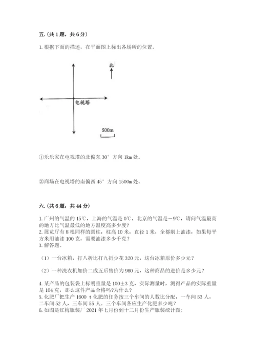 人教版数学六年级下册试题期末模拟检测卷及参考答案【基础题】.docx