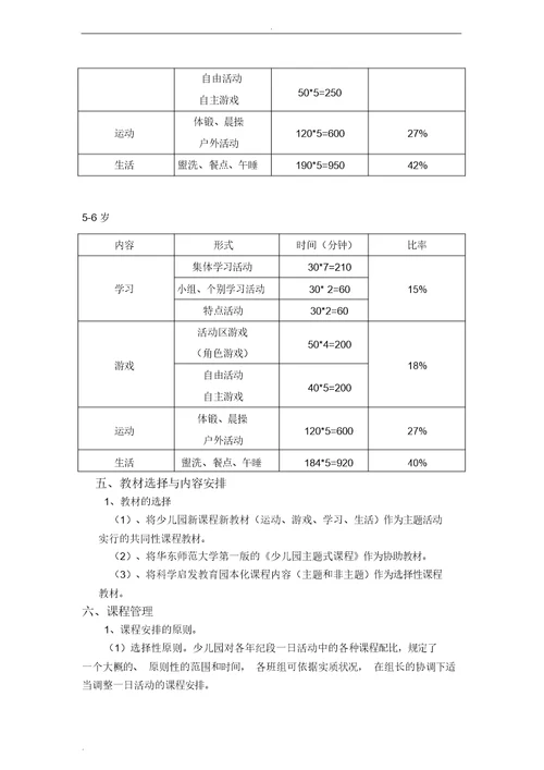 幼儿园教育课程实施方案