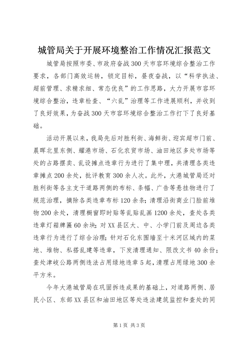 城管局关于开展环境整治工作情况汇报范文 (2).docx