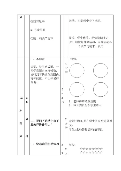 初一年级快速跑教案1