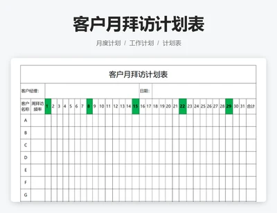 客户月拜访计划表