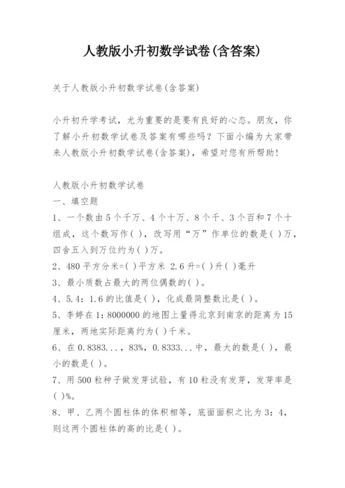 人教版小升初数学试卷(含答案).docx