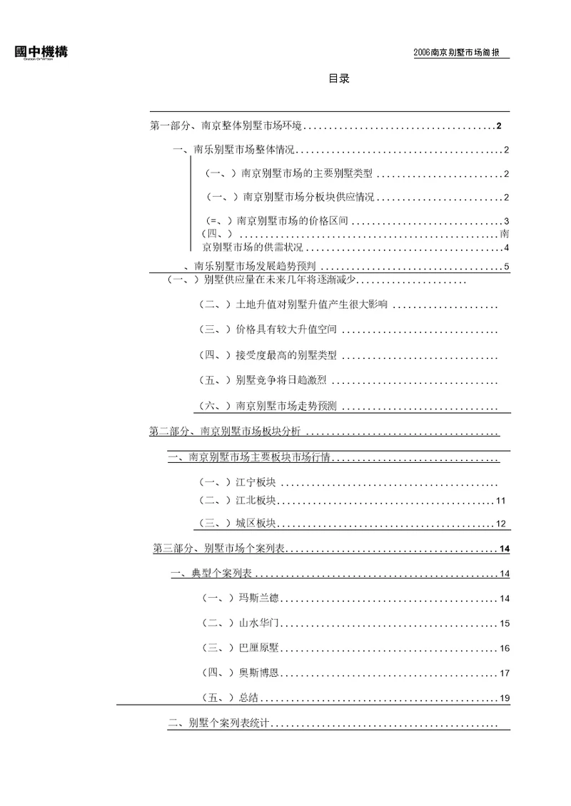 南京别墅市场研究报告