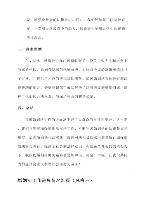 婚姻法工作进展情况汇报
