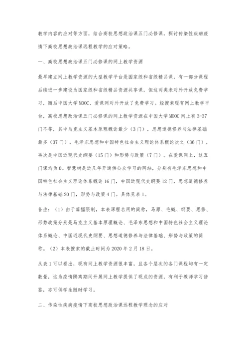 传染性疾病疫情下高校思想政治课远程教学的应对策略.docx