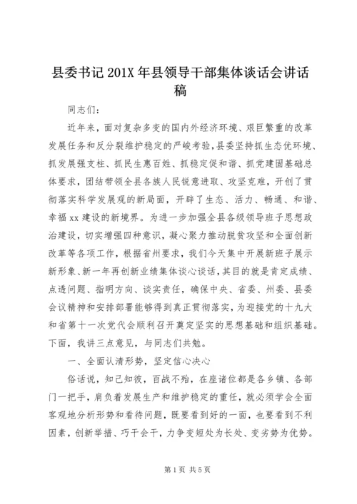 县委书记201X年县领导干部集体谈话会讲话稿.docx