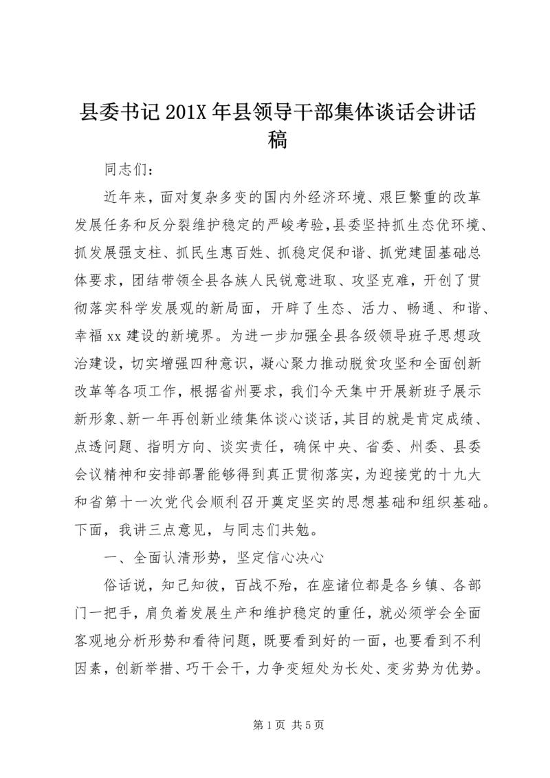 县委书记201X年县领导干部集体谈话会讲话稿.docx