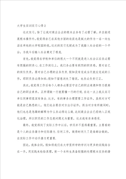 大学生实训实习心得