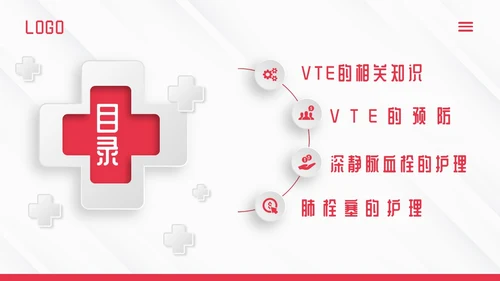 红色微立体vte的预防及护理PPT模板宣传PPT动态PPT护理查房