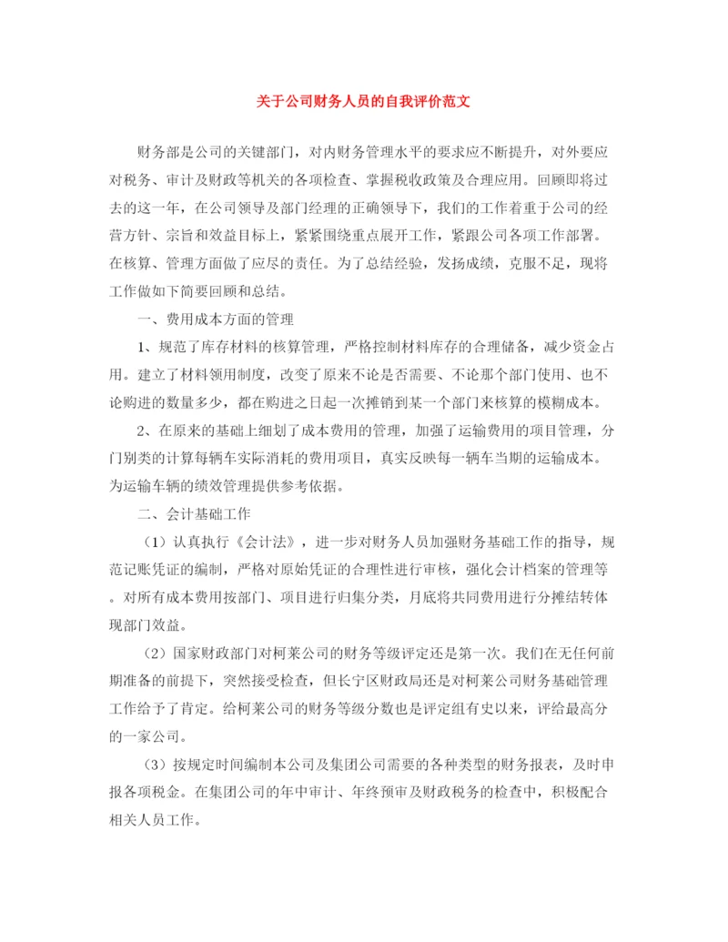 精编之关于公司财务人员的自我评价范文.docx