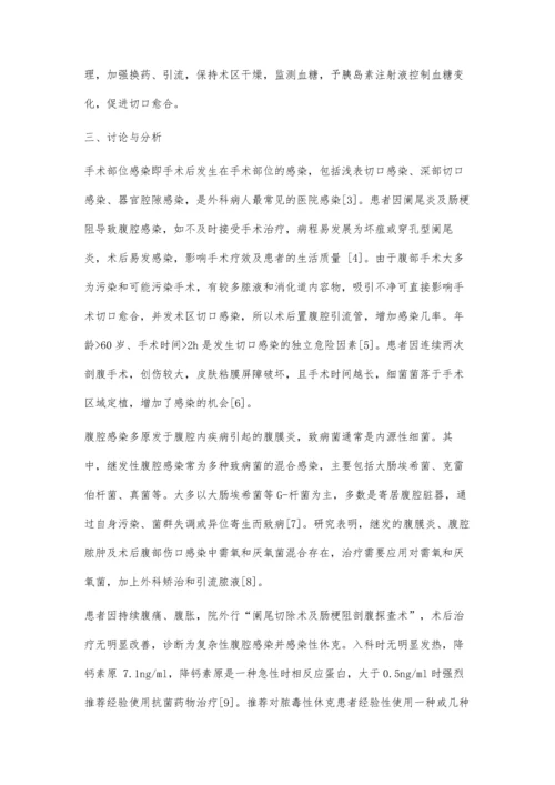 一例腹腔感染术后并发切口感染治疗的病例分析.docx