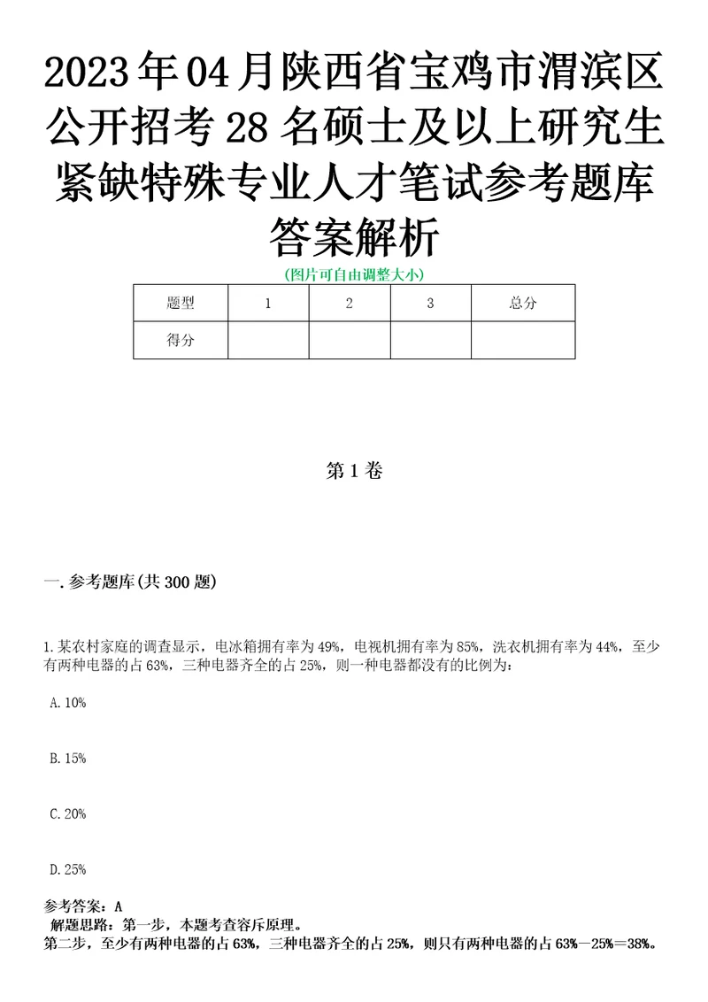 2023年04月陕西省宝鸡市渭滨区公开招考28名硕士及以上研究生紧缺特殊专业人才笔试参考题库答案解析