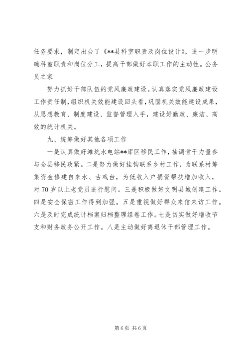 县统计工作成效年终汇报小结.docx