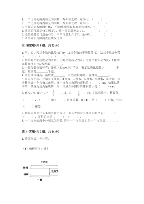 普洱哈尼族彝族自治县六年级下册数学期末测试卷精品含答案.docx