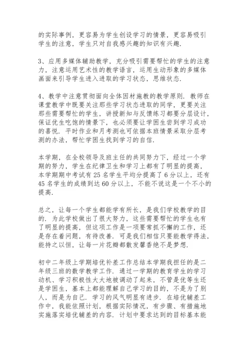初中二年级上学期培优补差工作总结.docx