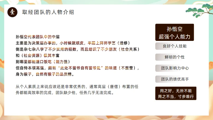 西游记团队分析通用PPT模板