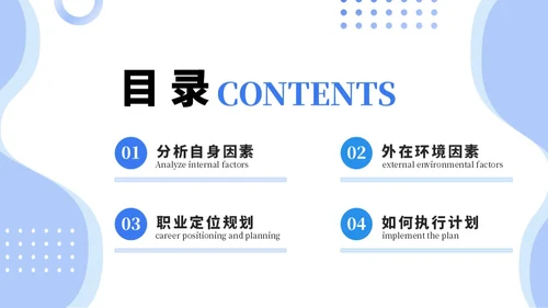 蓝色大学生职业生涯规划PPT模板
