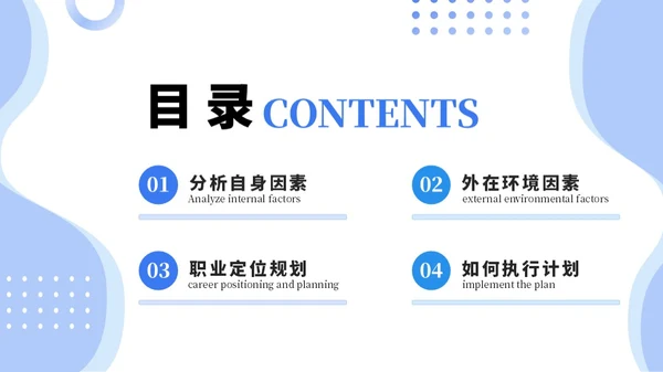 蓝色大学生职业生涯规划PPT模板