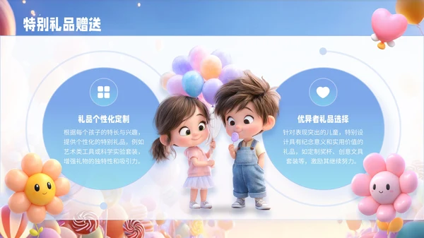彩色3D风儿童节通用PPT模板