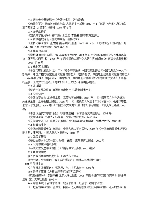 考试科目及参考书目 111 单独考试思想政治理论 《政治经济