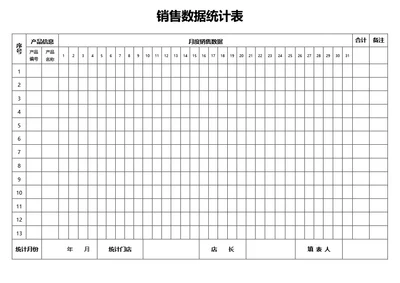 简约风通用销售数据统计表